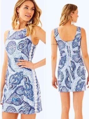 NWT Lilly Pulitzer Mila Shift Dress “Blue Peri Pop Up Stuffed Shells"